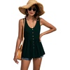 image:imageLYANER Womens Summer Sleeveless Peplum Button Ruffle Hem Flowy Babydoll Tank TopsDark Green