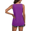image:imageLYANER Womens Summer Sleeveless Peplum Button Ruffle Hem Flowy Babydoll Tank TopsPurple