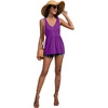 image:imageLYANER Womens Summer Sleeveless Peplum Button Ruffle Hem Flowy Babydoll Tank TopsPurple