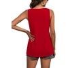 image:imageLYANER Womens Summer Sleeveless Peplum Button Ruffle Hem Flowy Babydoll Tank TopsRed