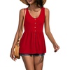 image:imageLYANER Womens Summer Sleeveless Peplum Button Ruffle Hem Flowy Babydoll Tank TopsRed
