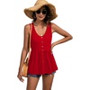 image:imageLYANER Womens Summer Sleeveless Peplum Button Ruffle Hem Flowy Babydoll Tank TopsRed
