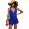 image:imageLYANER Womens Summer Sleeveless Peplum Button Ruffle Hem Flowy Babydoll Tank TopsRoyal Blue