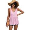 image:imageLYANER Womens Summer Sleeveless Peplum Button Ruffle Hem Flowy Babydoll Tank TopsSolid Baby Pink
