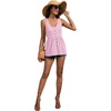 image:imageLYANER Womens Summer Sleeveless Peplum Button Ruffle Hem Flowy Babydoll Tank TopsSolid Baby Pink