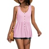 image:imageLYANER Womens Summer Sleeveless Peplum Button Ruffle Hem Flowy Babydoll Tank TopsSolid Baby Pink