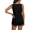 image:imageLYANER Womens Summer Sleeveless Peplum Button Ruffle Hem Flowy Babydoll Tank TopsSolid Black