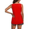 image:imageLYANER Womens Summer Sleeveless Peplum Button Ruffle Hem Flowy Babydoll Tank TopsSolid Red