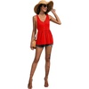 image:imageLYANER Womens Summer Sleeveless Peplum Button Ruffle Hem Flowy Babydoll Tank TopsSolid Red