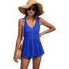 image:imageLYANER Womens Summer Sleeveless Peplum Button Ruffle Hem Flowy Babydoll Tank TopsSolid Royal Blue