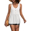 image:imageLYANER Womens Summer Sleeveless Peplum Button Ruffle Hem Flowy Babydoll Tank TopsWhite