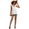image:imageLYANER Womens Summer Sleeveless Peplum Button Ruffle Hem Flowy Babydoll Tank TopsWhite