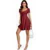 image:imageLYANER Womens Sweetheart Neck Short Sleeve Ruffle Drawstring A Line Elegant Mini DressLight Wine Red
