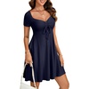 image:imageLYANER Womens Sweetheart Neck Short Sleeve Ruffle Drawstring A Line Elegant Mini DressNavy Blue