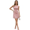 image:imageLYANER Womens Tweed Ribbon Boat Neck Sleeveless Backless Elegant Midi DressPink