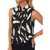 image:imageLYANER Womens Bow Tie Mock Neck Blouse Sleeveless Business Casual Tank Shirt Dressy Work TopsBlack White Brush
