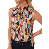 image:imageLYANER Womens Bow Tie Mock Neck Blouse Sleeveless Business Casual Tank Shirt Dressy Work TopsColorful Spliced Print