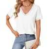 image:imageLYANER Womens Casual Lace V Neck Short Sleeve Blouse TShirt Tee TopWhite