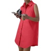 image:imageLYANER Womens Casual Shirt Dress Collar V Neck Sleeveless Button Down Loose Mini DressesRed
