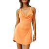 image:imageLYANER Womens Draped Cowl Neck Halter Tie Back Cocktail Bodycon Short DressesOrange