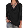 image:imageLYANER Womens Draped Cowl Neck Long Sleeve Tunic Blouse TopBlack