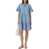 image:imageLYANER Womens Floral Print Tie V Neck Ruffle Short Sleeve Tiered A Line Beach Mini SundressBlue