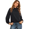 image:imageLYANER Womens Frill Mock Neck Flounce Long Sleeve Solid Blouse Office Shirt TopBlack