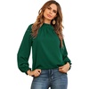image:imageLYANER Womens Frill Mock Neck Flounce Long Sleeve Solid Blouse Office Shirt TopDark Green