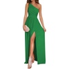 image:imageLYANER Womens One Shoulder High Split Sleeveless Ruched Sexy Cocktail Maxi Long DressGreen