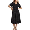 image:imageLYANER Womens Polka Dots V Neck Short Sleeve Ruffle Tie Back Beach Vacation Midi SundressBlack