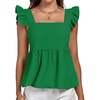 image:imageLYANER Womens Ruffle Strap Sleeveless Square Neck Summer Tank Top Peplum BlouseGreen