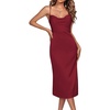 image:imageLYANER Womens Satin Cowl Neck Spaghetti Straps Sexy Cocktail Midi DressesWine Red