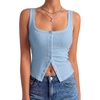 image:imageLYANER Womens Summer Cute Tops Square Neck Sleeveless Eyelet Button Down Tank Top BlousesSky Blue
