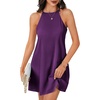 image:imageLYANER Womens Summer Halter Dresses Sleeveless Ruffle Hem A Line Swing Loose Mini DressDeep Purple