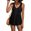 image:imageLYANER Womens Summer Sleeveless Peplum Button Ruffle Hem Flowy Babydoll Tank TopsBlack
