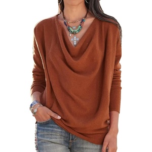 image:imageLYANER Womens Draped Cowl Neck Long Sleeve Tunic Blouse TopBrick Red