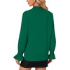 image:imageLYANER Womens Bow Tie Neck Blouse Ruffle Long Sleeve Business Dressy Office Shirt TopDark Green