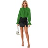 image:imageLYANER Womens Bow Tie Neck Blouse Ruffle Long Sleeve Business Dressy Office Shirt TopGrass Green