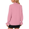 image:imageLYANER Womens Bow Tie Neck Blouse Ruffle Long Sleeve Business Dressy Office Shirt TopPink