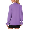 image:imageLYANER Womens Bow Tie Neck Blouse Ruffle Long Sleeve Business Dressy Office Shirt TopPurple