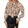 image:imageLYANER Womens Bow Tie Neck Blouse Ruffle Long Sleeve Business Dressy Office Shirt TopSnakeskin Brown