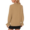 image:imageLYANER Womens Bow Tie Neck Blouse Ruffle Long Sleeve Business Dressy Office Shirt TopSolid Khaki