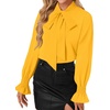 image:imageLYANER Womens Bow Tie Neck Blouse Ruffle Long Sleeve Business Dressy Office Shirt TopYellow