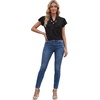 image:imageLYANER Womens Bow Tie Neck Ruffle Short Sleeve Button Down Business Casual Blouse TopsBlack
