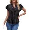 image:imageLYANER Womens Bow Tie Neck Ruffle Short Sleeve Button Down Business Casual Blouse TopsBlack