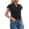 image:imageLYANER Womens Bow Tie Neck Ruffle Short Sleeve Button Down Business Casual Blouse TopsBlack