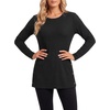 image:imageLYANER Womens Button Split Slit Sides Scoop Neck Long Sleeve Blouse Tunic TopBlack