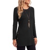 image:imageLYANER Womens Button Split Slit Sides Scoop Neck Long Sleeve Blouse Tunic TopBlack