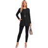 image:imageLYANER Womens Button Split Slit Sides Scoop Neck Long Sleeve Blouse Tunic TopBlack