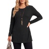 image:imageLYANER Womens Button Split Slit Sides Scoop Neck Long Sleeve Blouse Tunic TopBlack